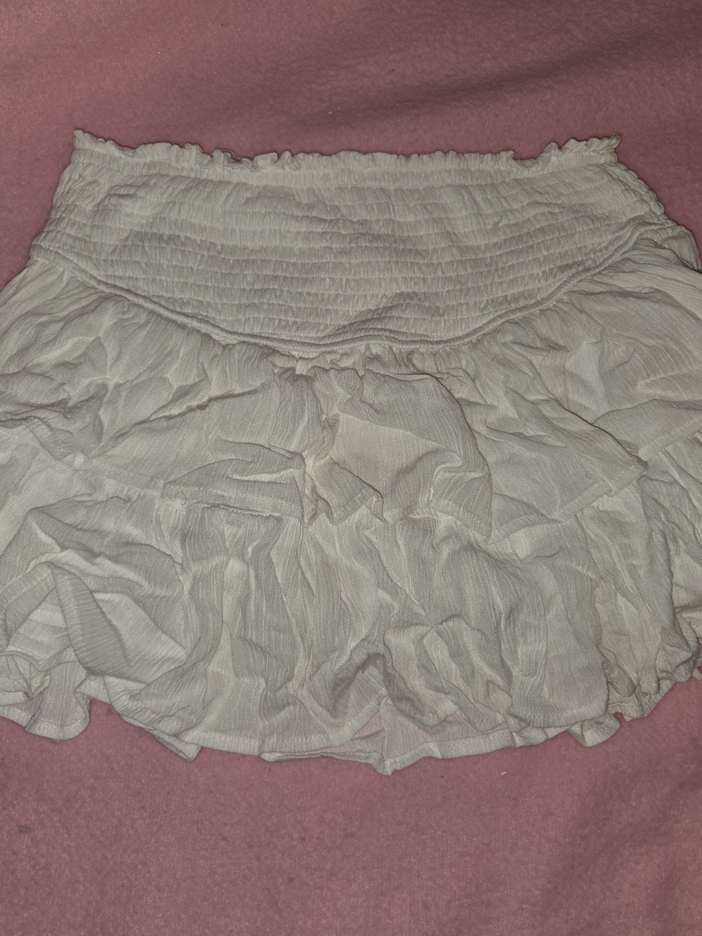 White Smocked Ruffle Mini Skort